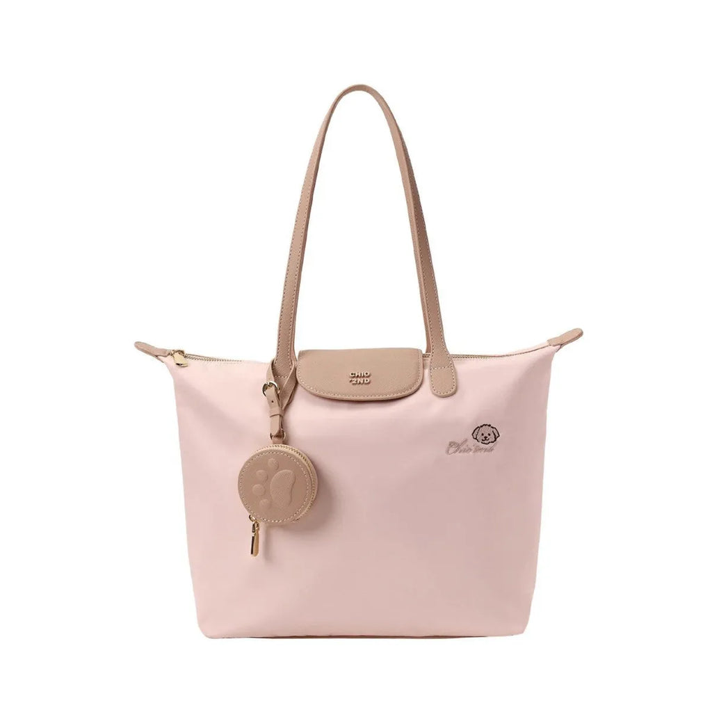 Oxford cloth tote bag with sandwich pockets showing pink colour option and mobile phone compartment