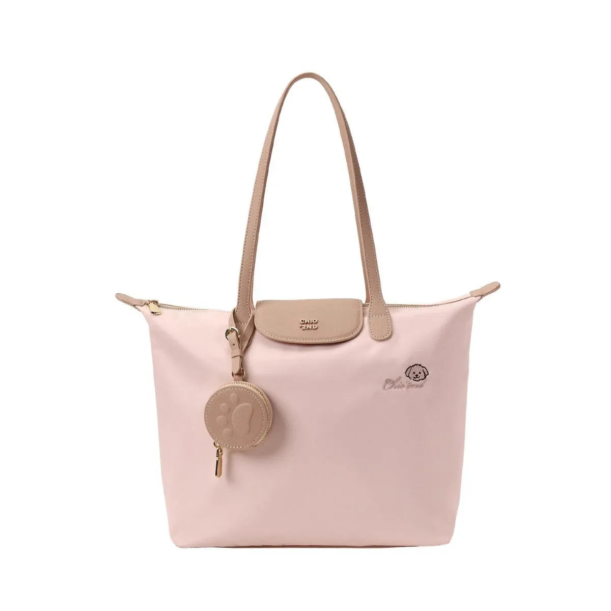 Oxford cloth tote bag with sandwich pockets showing pink colour option and mobile phone compartment