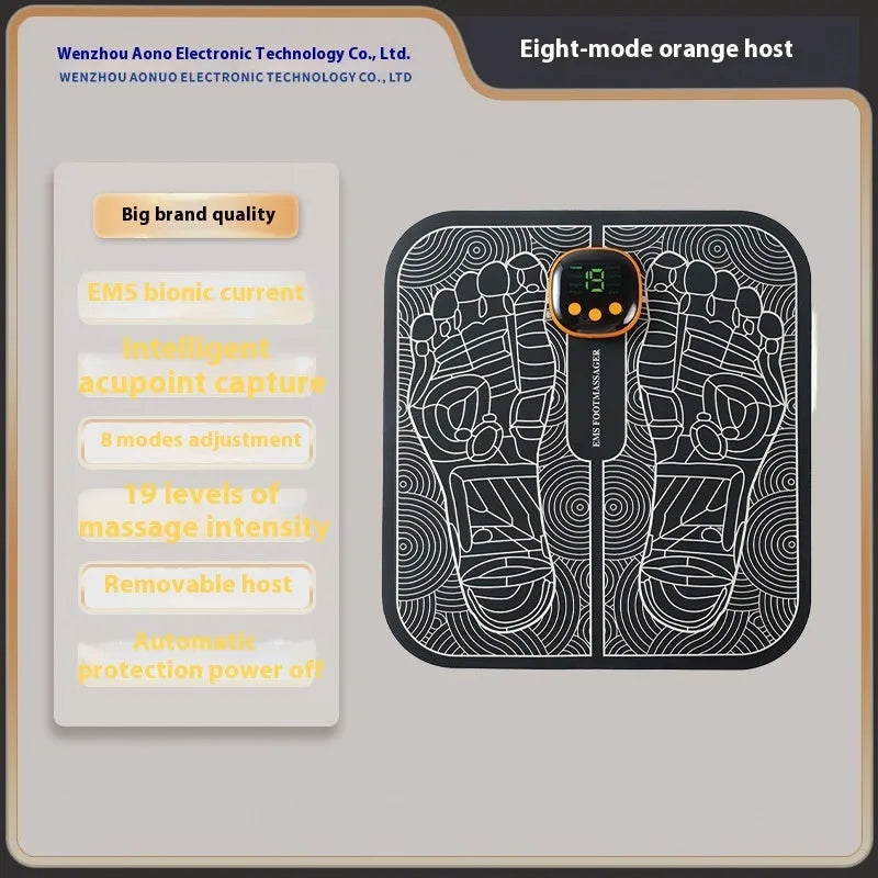 Rechargeable reflexology foot massager mat with USB charging cable and foot pad