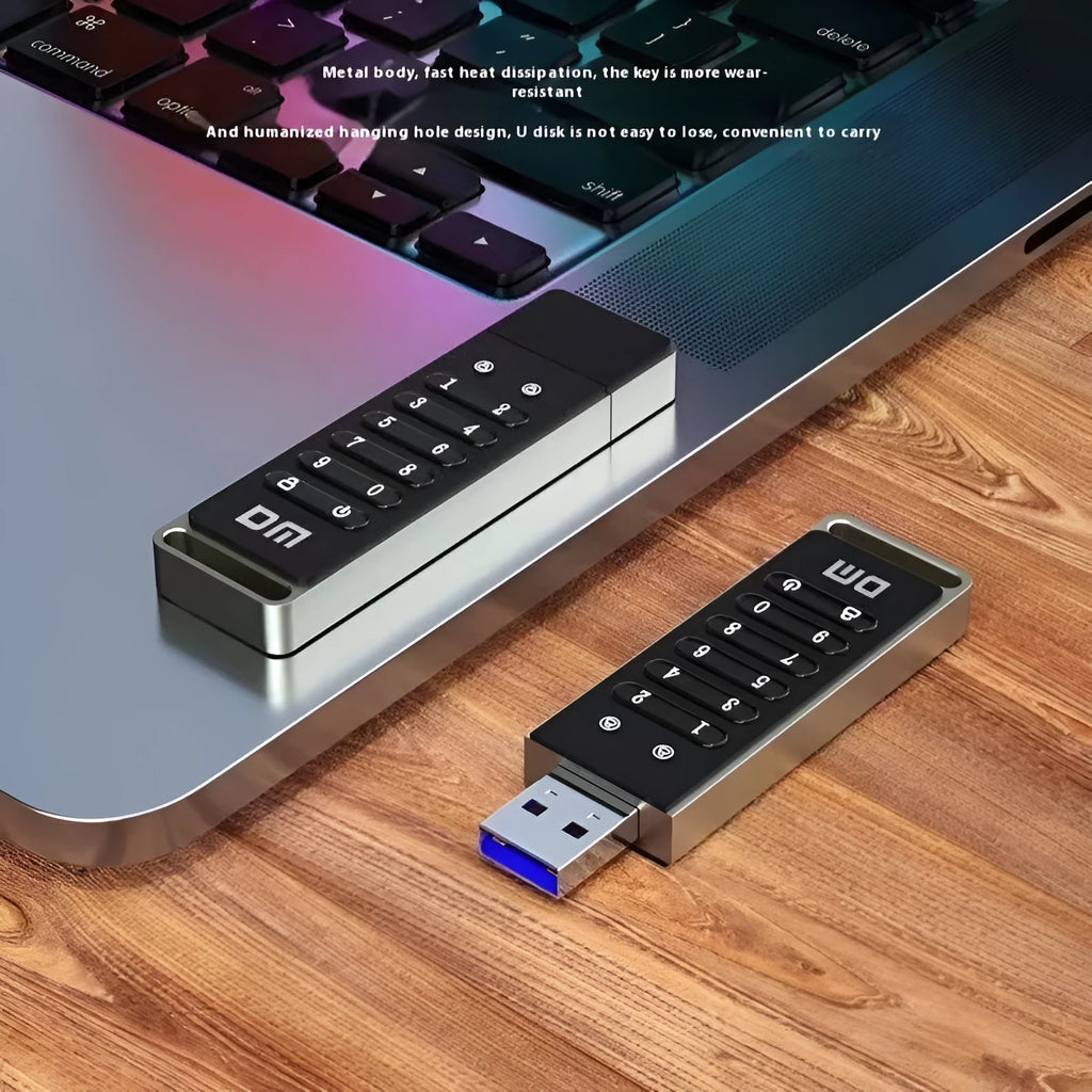 Metal fingerprint encrypted USB 3.0 flash drive with 64GB capacity for secure file storage