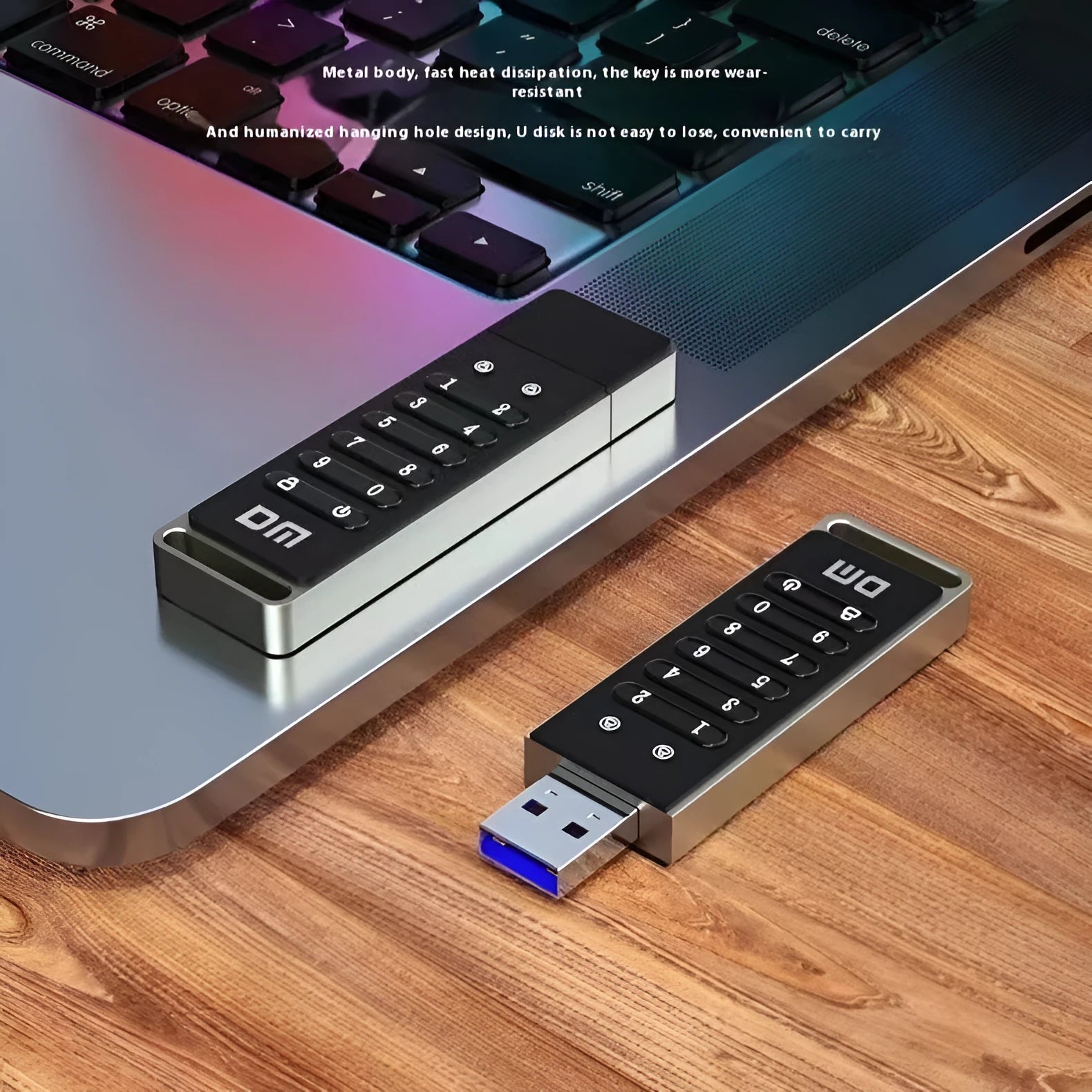 Metal fingerprint encrypted USB 3.0 flash drive with 64GB capacity for secure file storage
