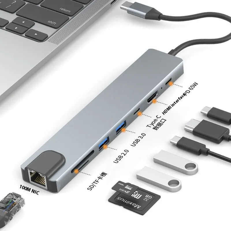USB Type-C 7-in-1 expansion dock with HDMI port and 15cm cable for laptop connectivity