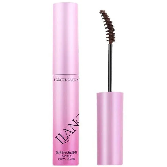 Velvet Fog eyebrow cream in packaging showing four colour options: coconut palm milk coffee, raw latte, coffee pink latte, and raw latte