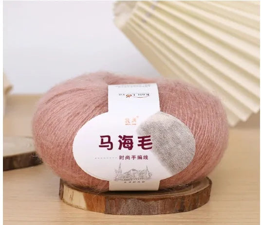 Mohair wool ball for DIY scarf kit with 34 colour options including white, grey, pink and blue