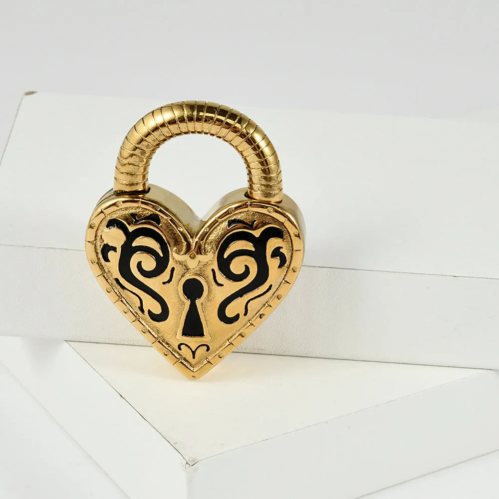 A pair of women's heart-shaped stainless steel earrings in a gold colour finish.