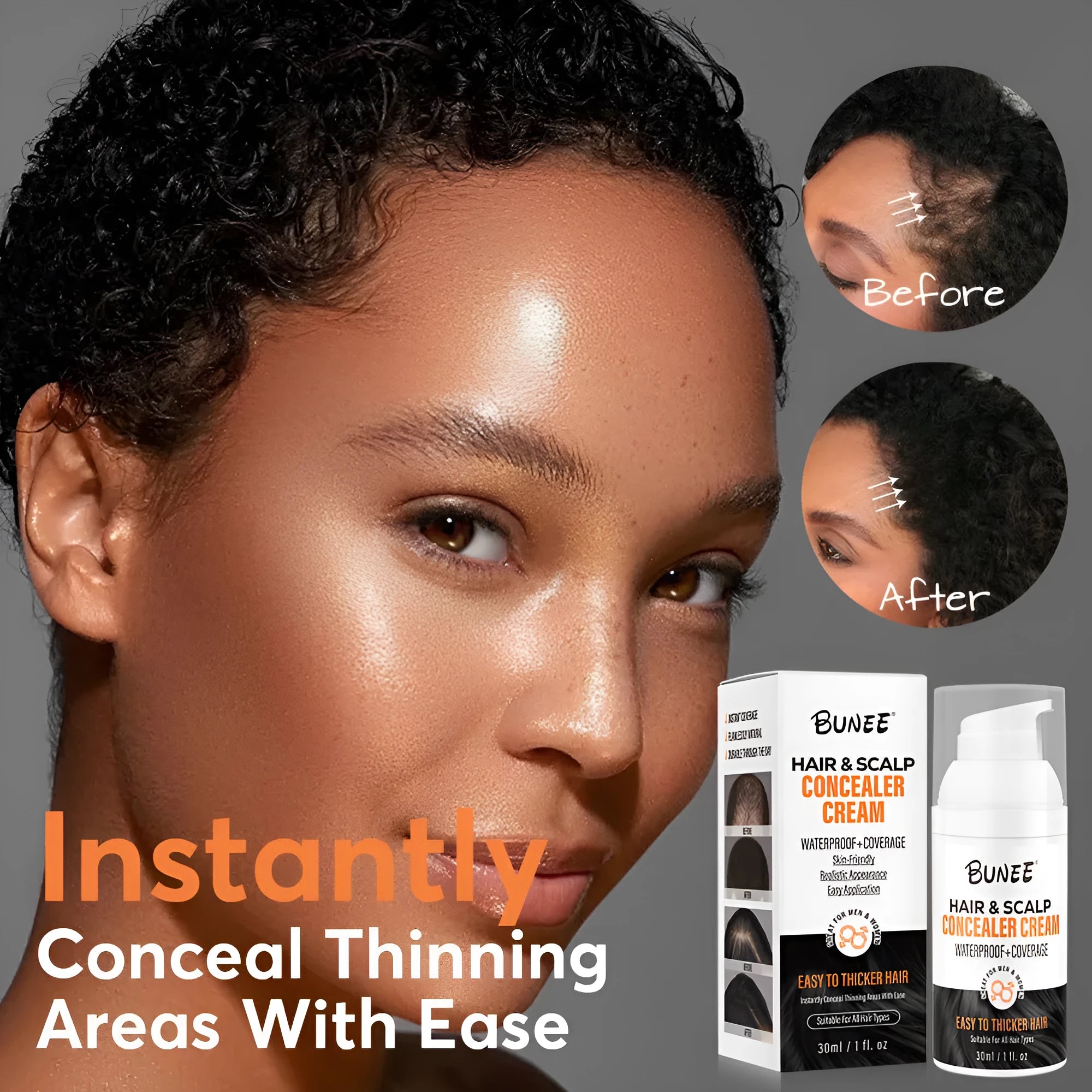 30ml scalp concealer pomade container for thinning hair coverage and hairline gaps.