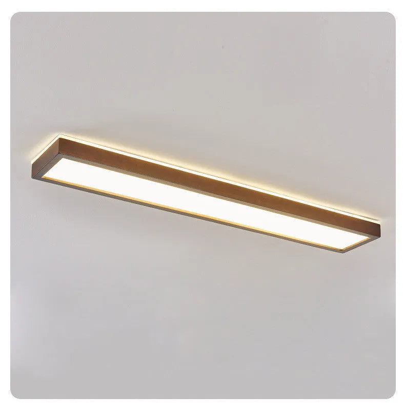 Solid wood Chinese style ceiling lamp in walnut finish with white lighting