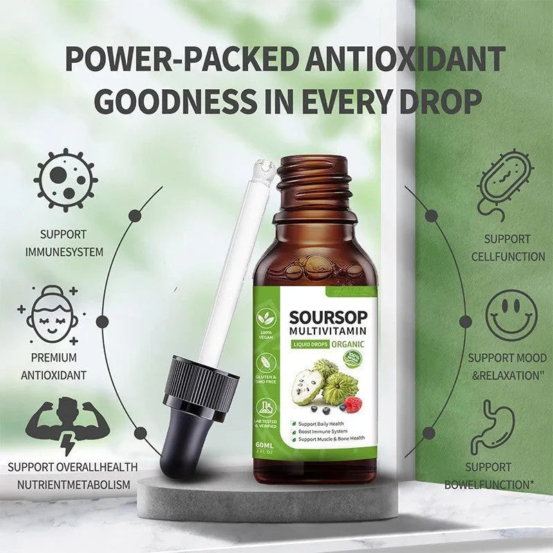 60ml bottle of Annona Prickly Fruit and Lychee flavoured care drops for adults