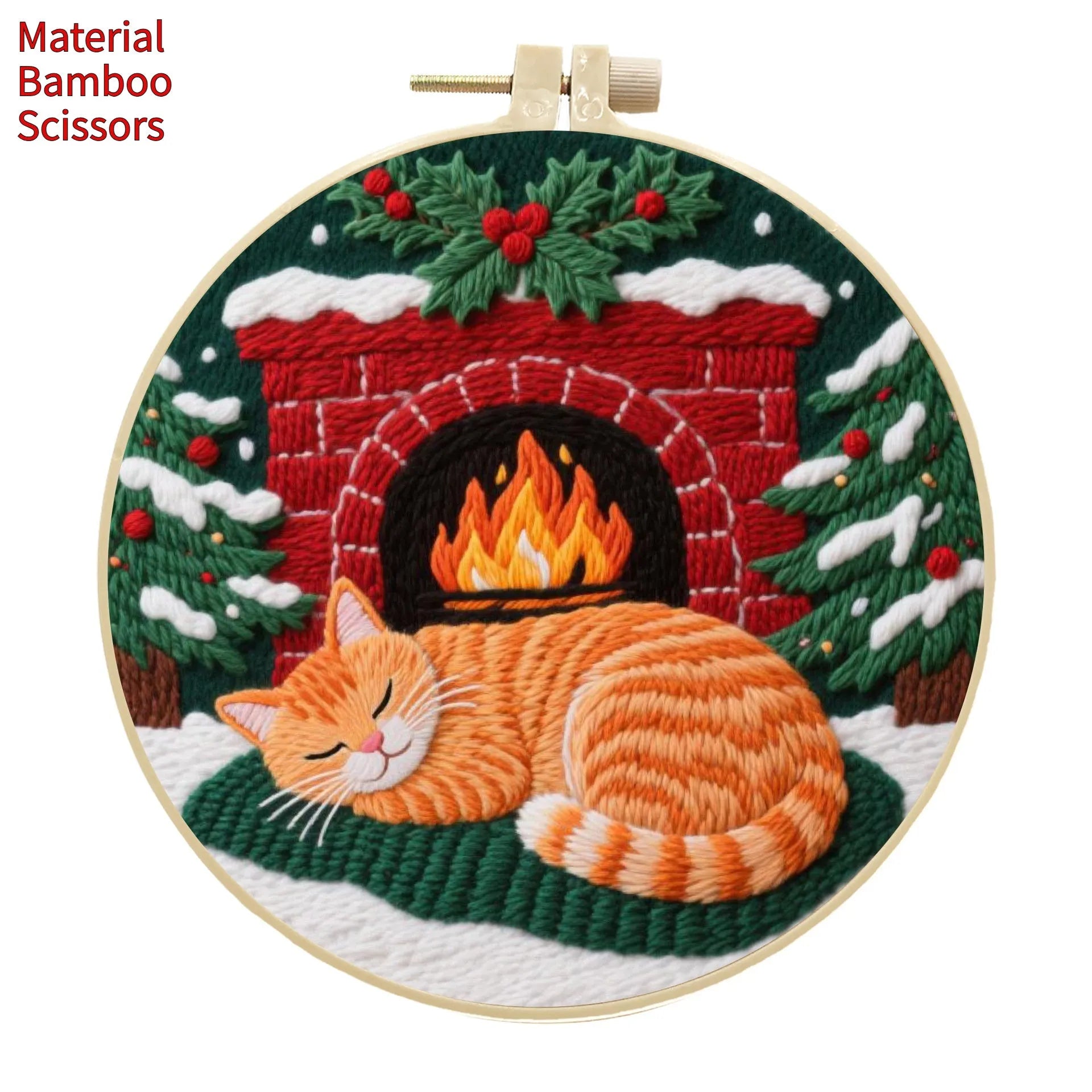 Autumn fruit pattern embroidery kit with cotton linen fabric and imitation bamboo hoop.