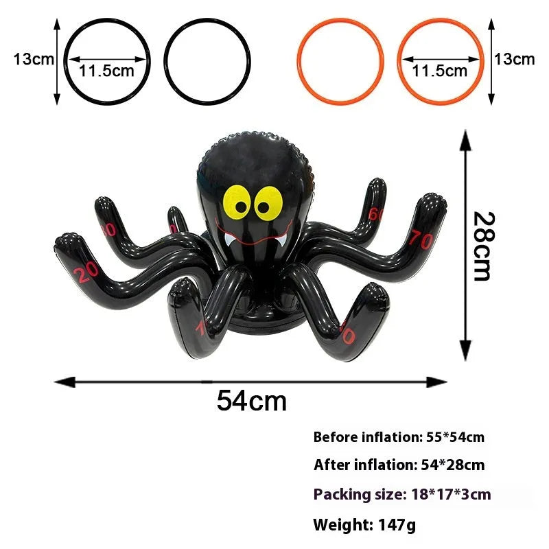 PVC inflatable octopus ferrule throwing toy in multiple colours for coordination games
