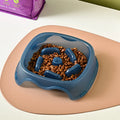 Plastic dog slow feeder bowl with anti-choking maze design in blue colour option