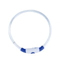 USB rechargeable LED dog collar glowing in dark with adjustable 70cm length