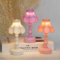 Retro pagoda shaped night lamp with geometric design in light purple colour