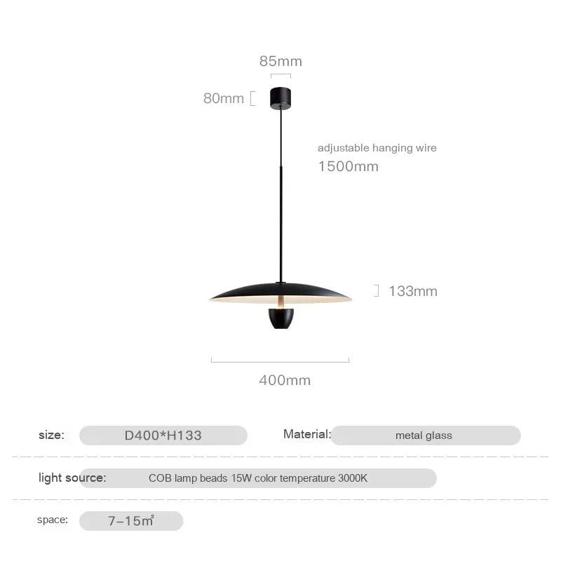 Black modern minimalist ceiling chandelier with 400mm diameter and warm white lighting
