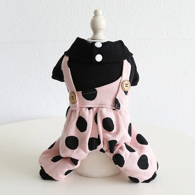 Shoulder strap lapel pet clothing in cloth material with size options from XS to XL
