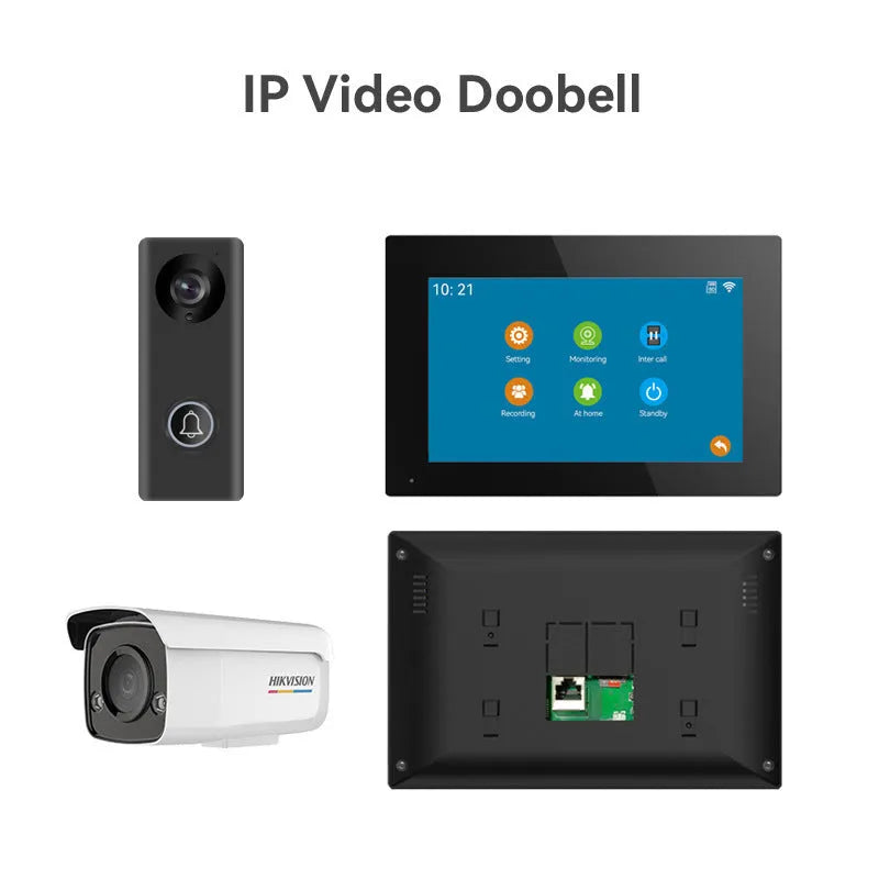 1080P network video intercom doorbell system with 10-inch display screen and colour HD camera