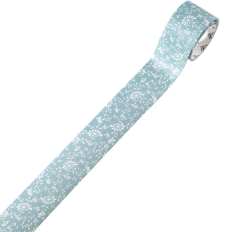 Roll of Japanese paper washi tape with vintage floral watercolour design showing width measurement
