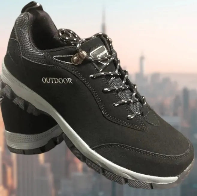 Men's low-cut outdoor hiking shoes in Army Green colour with mesh lining and PU insole.