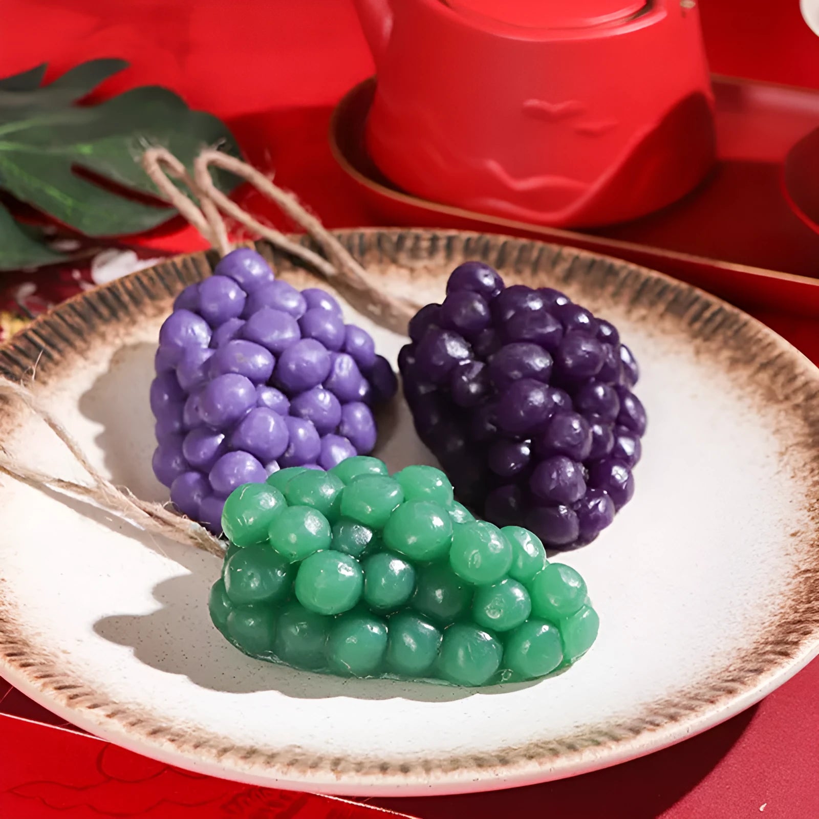 Purple and green grape cluster handmade soap bars weighing 80g each