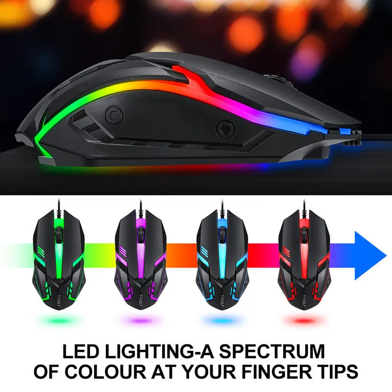 Thunder Wolf gaming keyboard and mouse set with headset and mouse pad bundle
