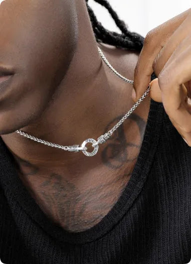A simple S925 sterling silver clavicle necklace for women on a white background.