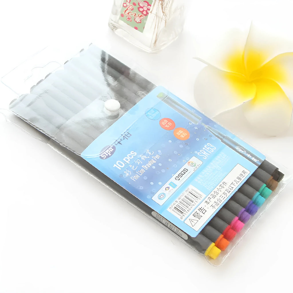 10 hook line drawing syringe pens with 0.38mm tips and colour hooks for technical drafting