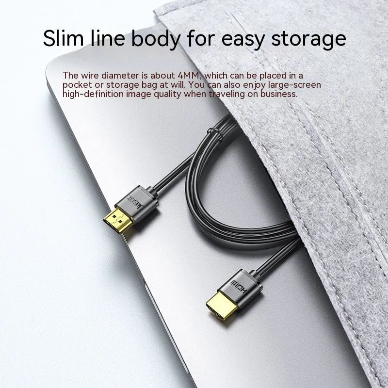 HDMI video cable with gold-plated connectors and hairline rule finish, shown in various lengths.