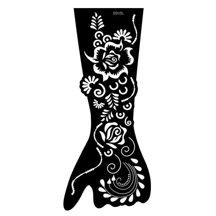 Hollow geometric tattoo sticker sheet with 30 machine-cut 3D paper carving patterns