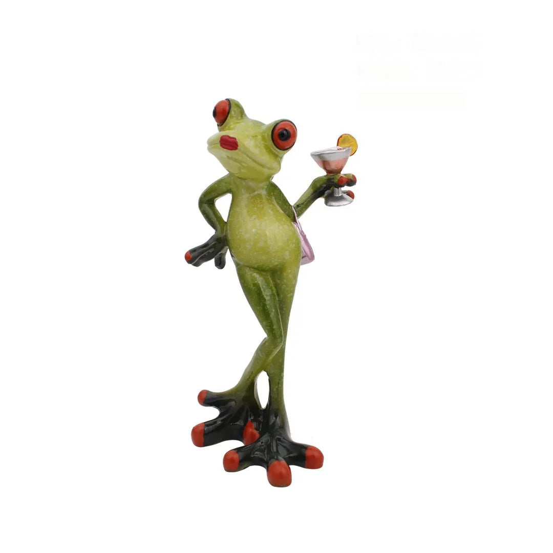 Pastoral style synthetic resin frog ornament for home decoration