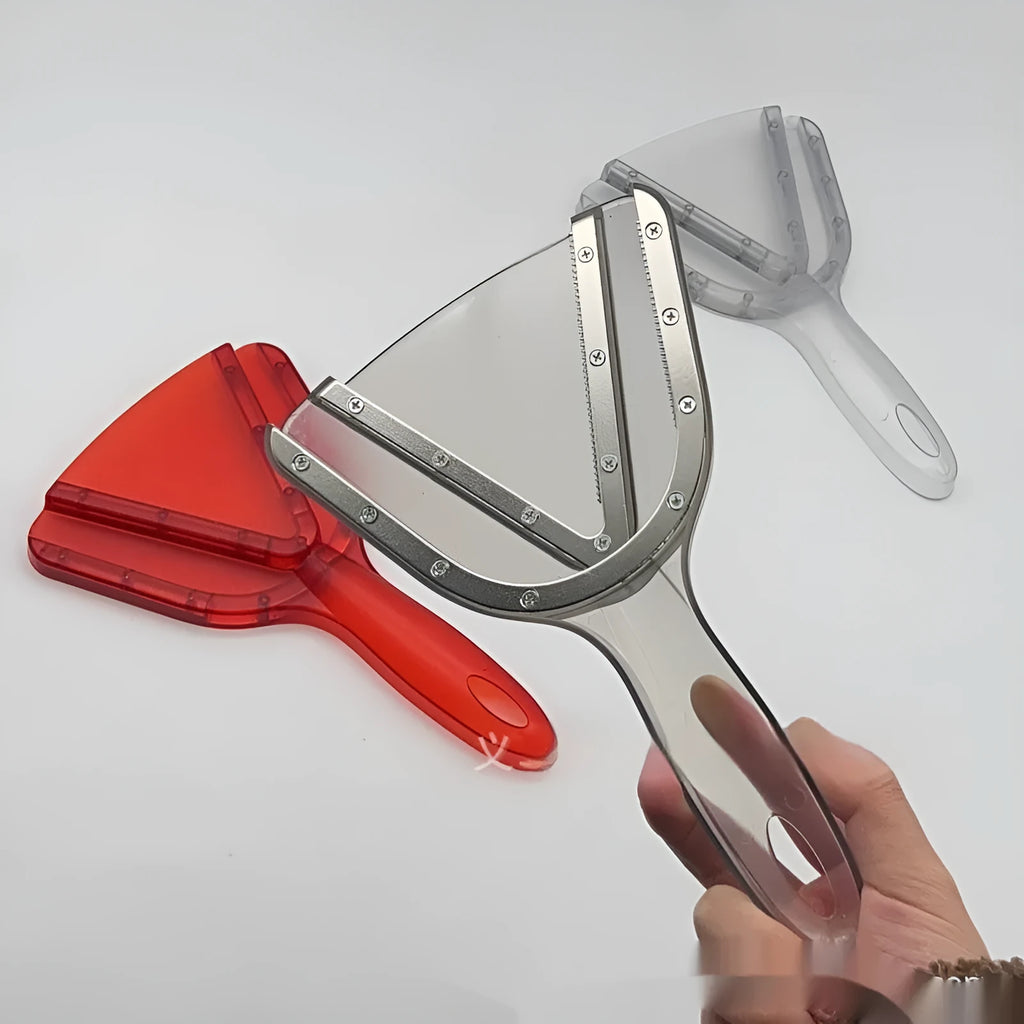Red and grey adjustable telescopic can opener and bottle opener tool with non-slip handles on a white background.