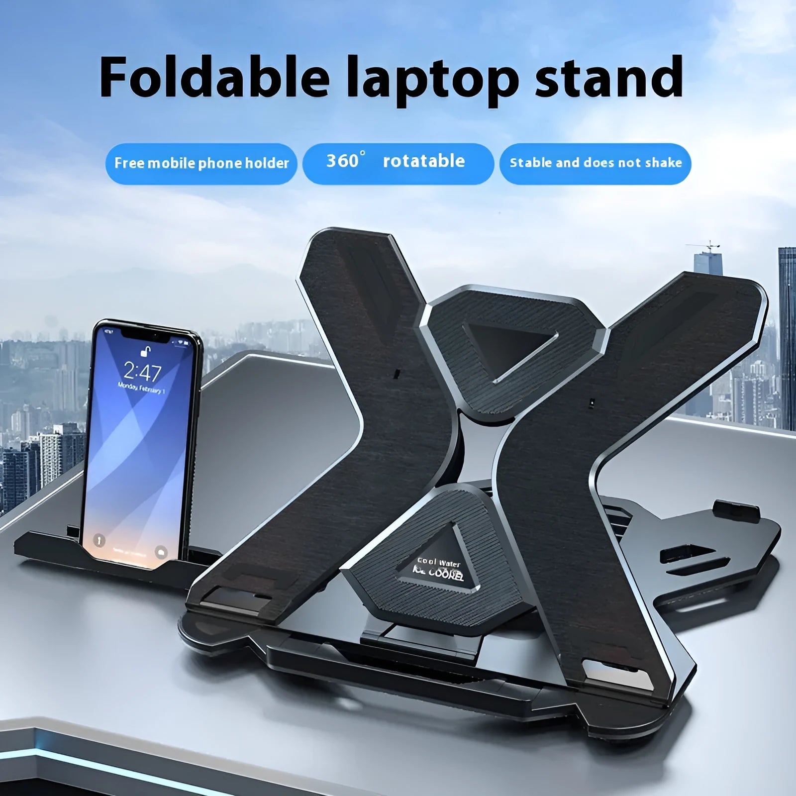 ABS plastic laptop cooling bracket 300x200mm in black or white with optional rotating base