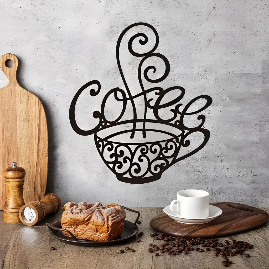 Black wrought iron English letters silhouette wall decoration with contemporary design