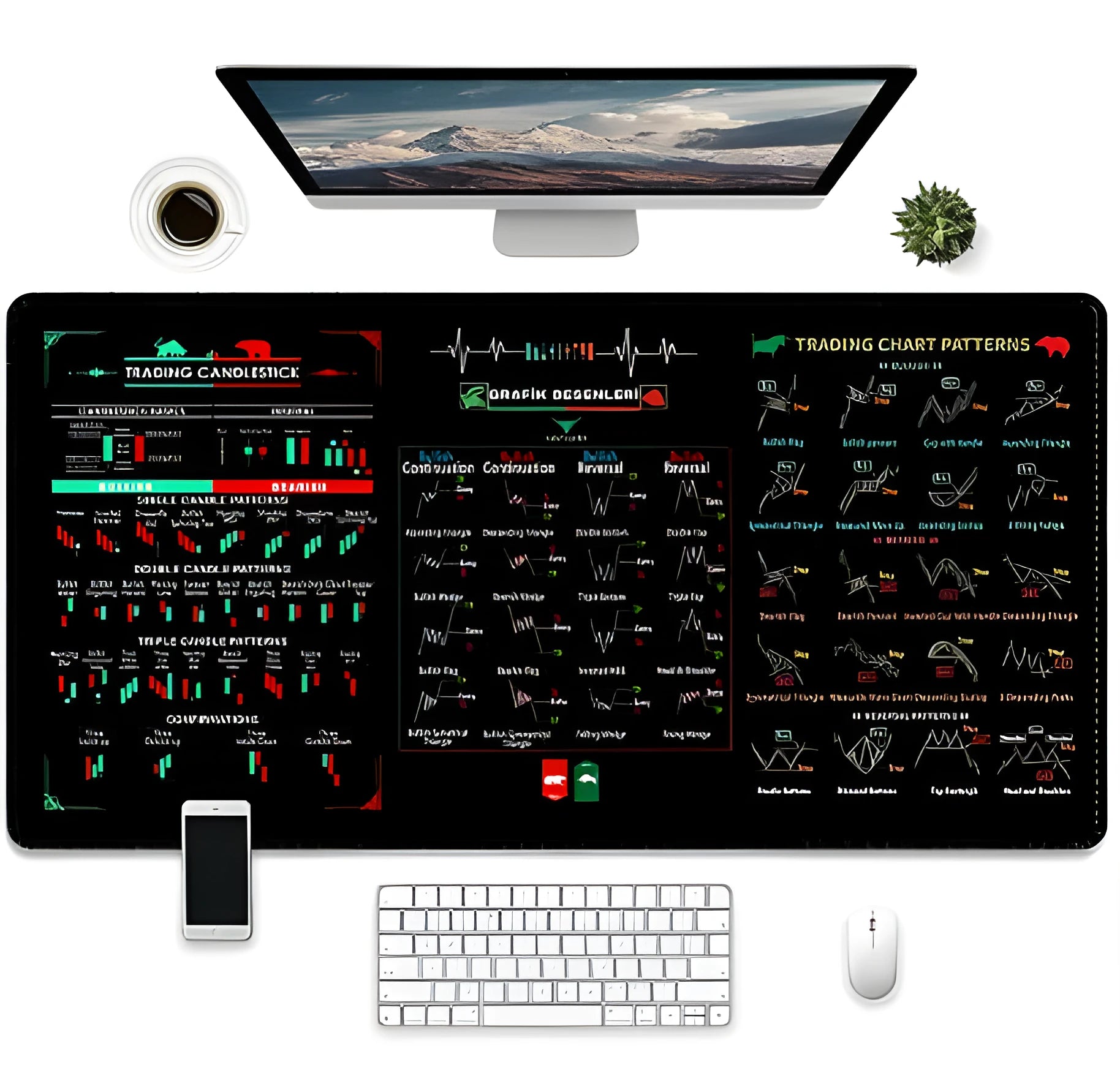 Large gaming mouse pad with printed game artwork on natural rubber surface