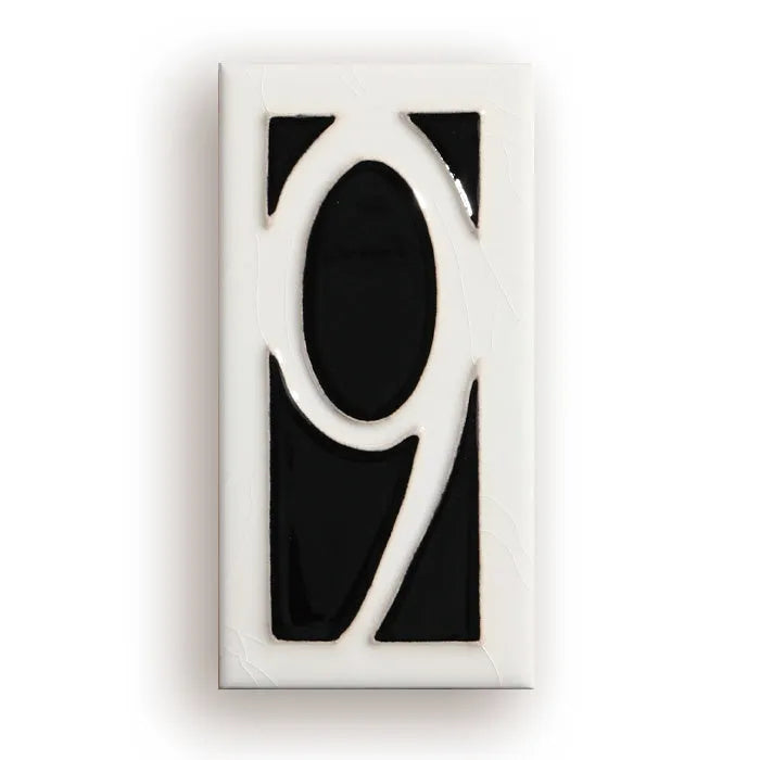 Handmade ceramic retro doorplate with enamel art decoration measuring 76mm by 152mm