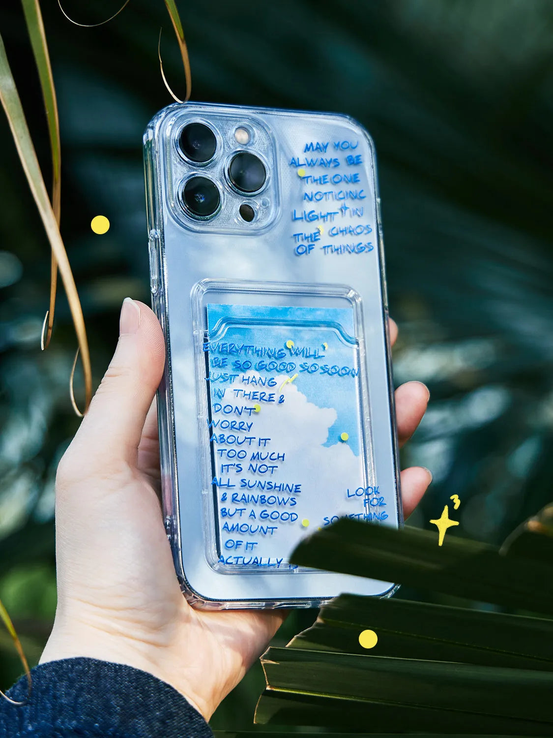 Graffiti silicone card clamp phone case in blue for iPhone, with anti-fall protective shell