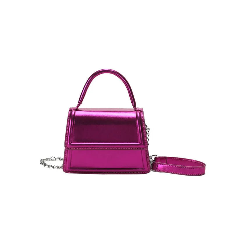 Retro PU leather crossbody shoulder bag in horizontal square shape with sewing line details