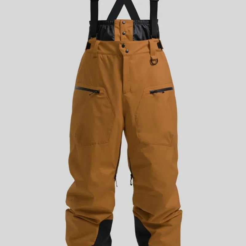 Men's waterproof ski trousers with thickened waistband strap in black colour option
