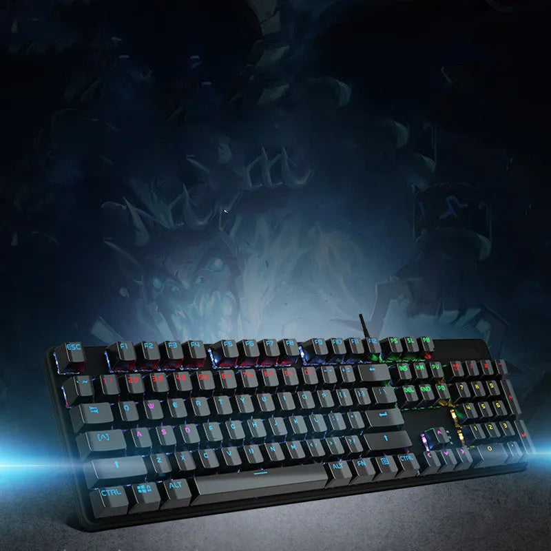 GK410 mechanical keyboard with metal construction and green axis switches on desktop