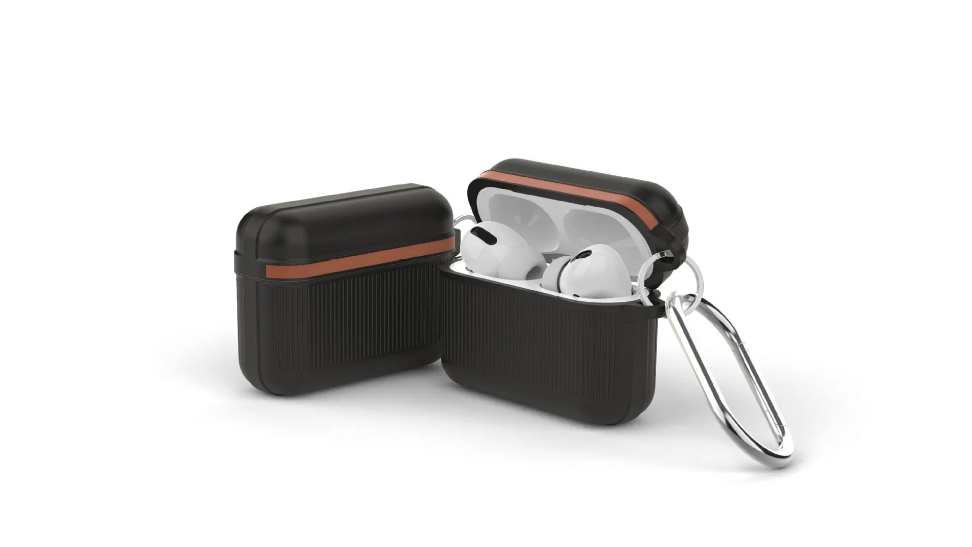 Silicone clamshell case for Apple AirPods with metal buckle in multiple colour options.