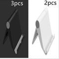 PE folding mobile phone stand in multiple colours showing multi-angle adjustment for tablets and smartphones