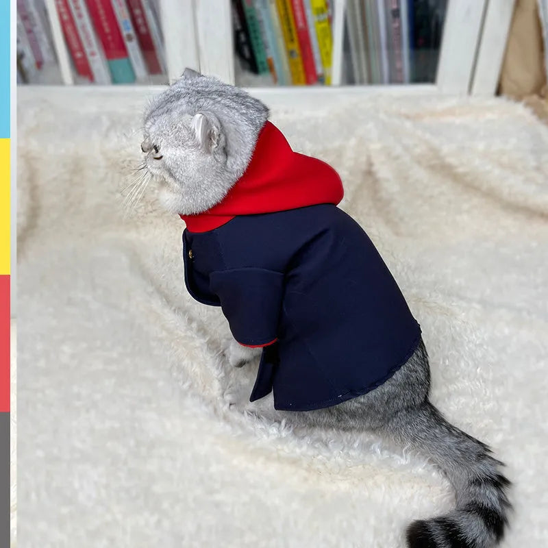Cat and dog hoodie photo prop in tiger staff yuren colour showing hooded design