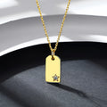 Square small hangtag necklace 925 sterling silver pendant women's cross chain geometric cold wind