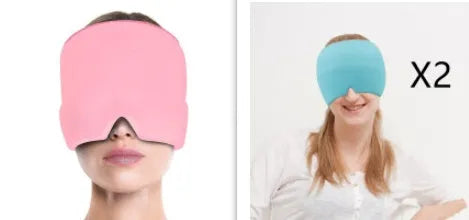 Black elastic cloth gel eye mask for headache relief with adjustable headband