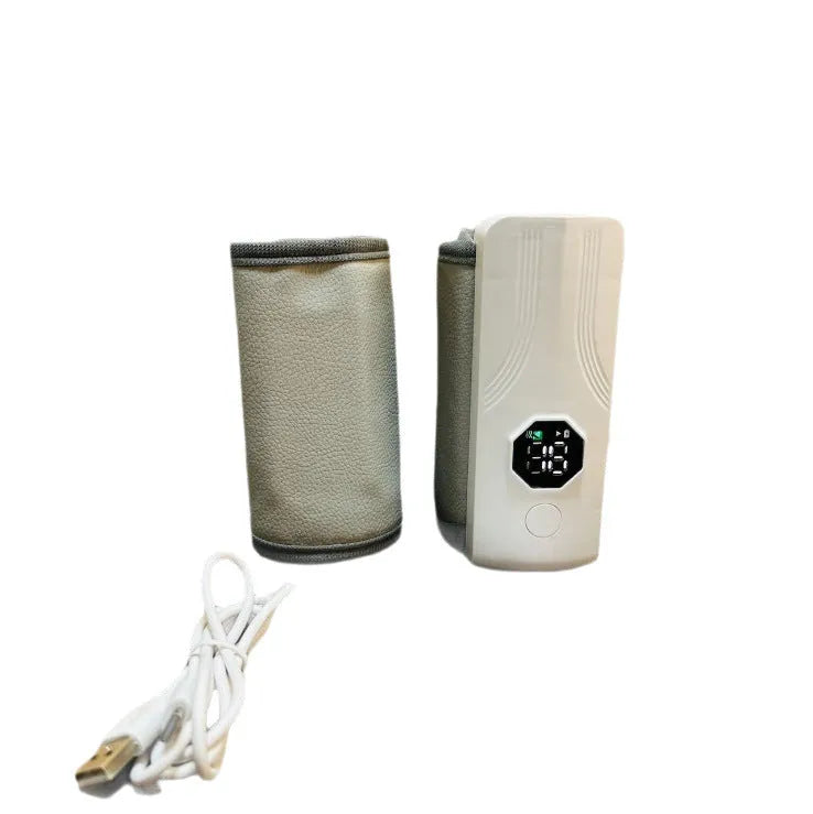 Grey and white portable car charger electric milk warmer for baby bottles