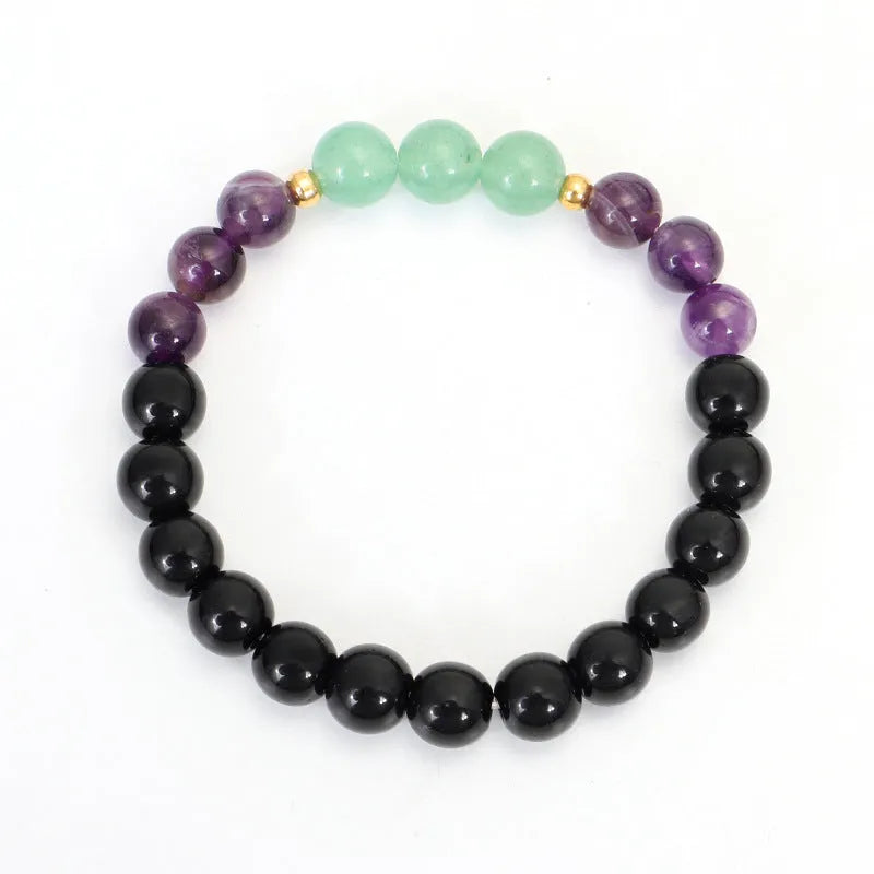 Handmade yoga lotus pendant necklace and bracelet set with stone beads and geometric alloy pendant