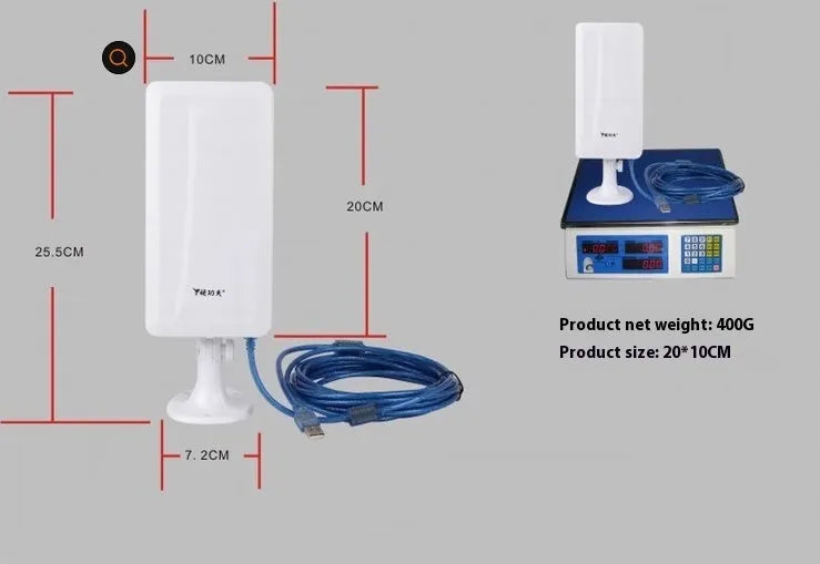 White USB wireless network card with high-power transmission for extended Wi-Fi coverage