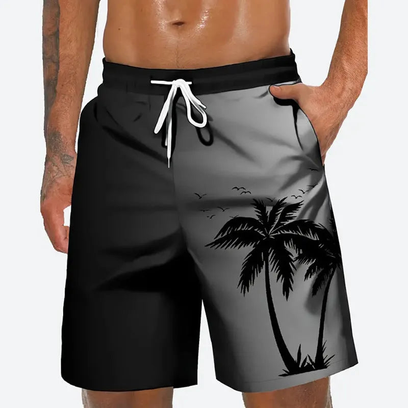 Men's loose-fit polyester beach pants in multiple colours, showing plus size options for summer leisure wear