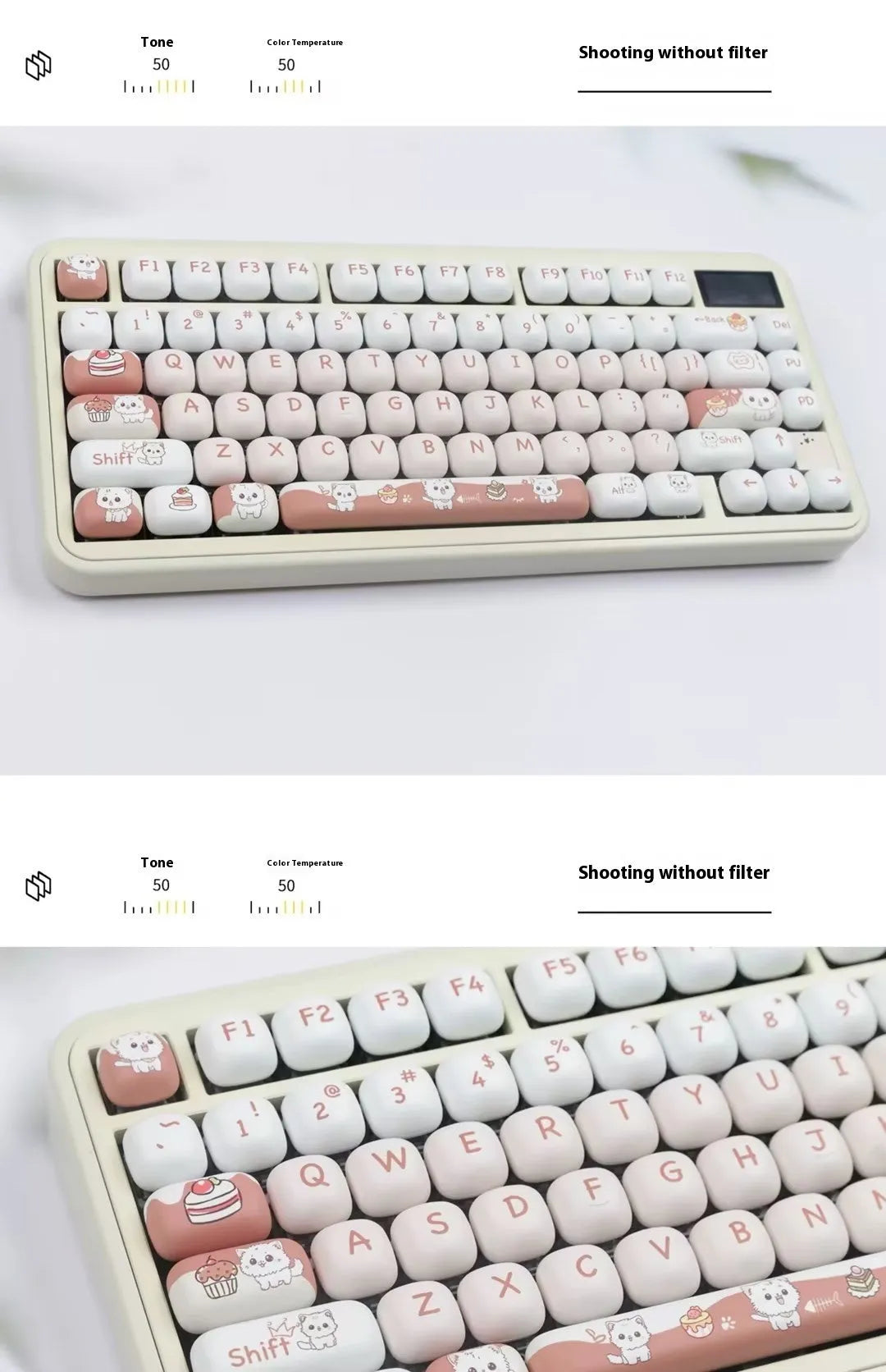 Dessert cat cartoon character mechanical keyboard key caps with colourful sublimation printing