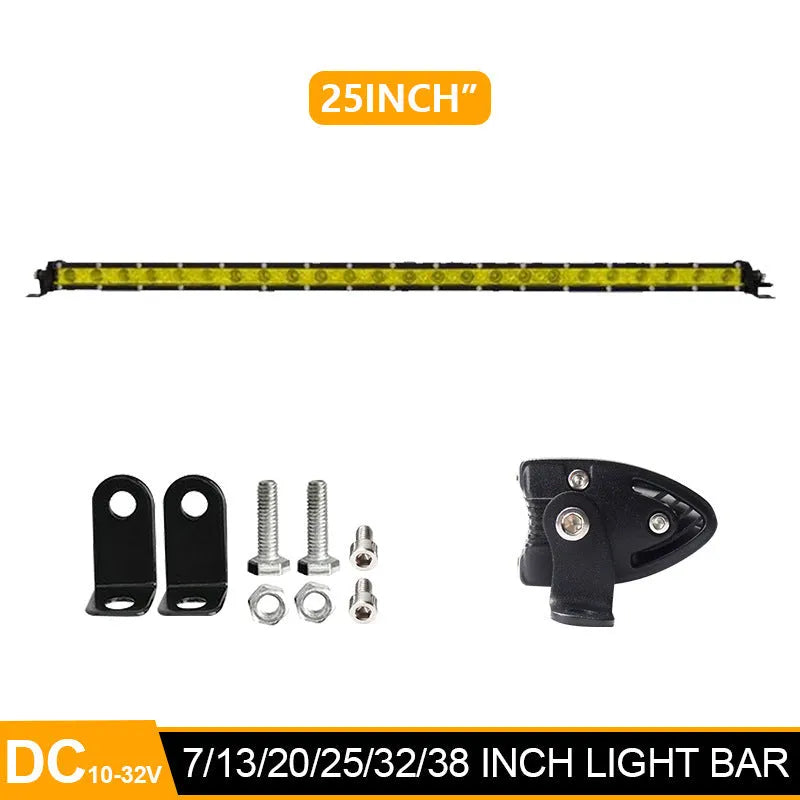 25-inch long single row aluminium LED light bar for cars with mounting brackets