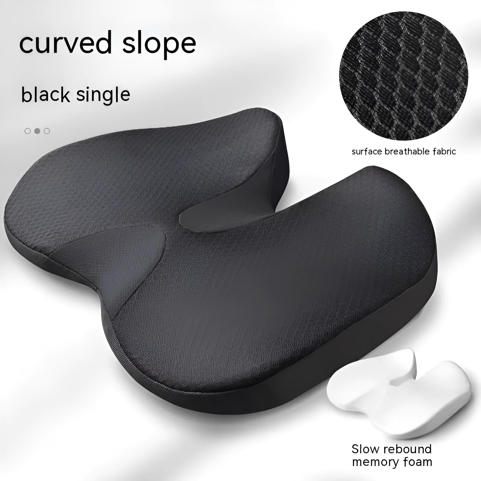 Curved bevel seat cushion in beige colour with memory foam for tailbone and driving support